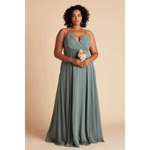 1212 NWT Birdy Grey Kia Chiffon Bridesmaids Dramatic Dress Sea Glass Extra Small